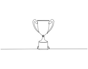 Continuous one line drawing of trophy. One line drawing illustration of trophy cup. Winner achivement concept single line. Editable outline