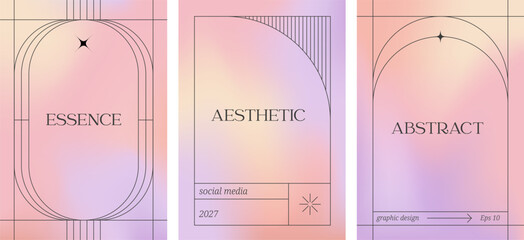 Minimal aesthetic linear frames with holographic gradient background