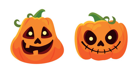 Vector Flat halloween pumpkins collection