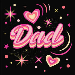 Vector bright illustration on dark background with word DAd