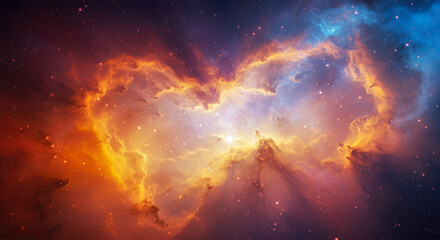 Cosmic Heart Nebula Stellar Cloudscape Celestial Space Background
