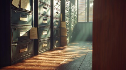Archive room interior sunlight