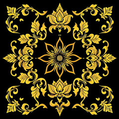 Golden Thai-Khmer Thepanom Pattern in Angkor Style