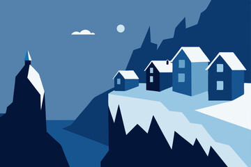 Naklejka premium icy cliffside villages on the faroe islands under .svg