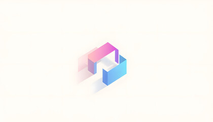 Obraz premium Abstract geometric logo, modern mood, gradient design with pink and blue hues and soft shadows