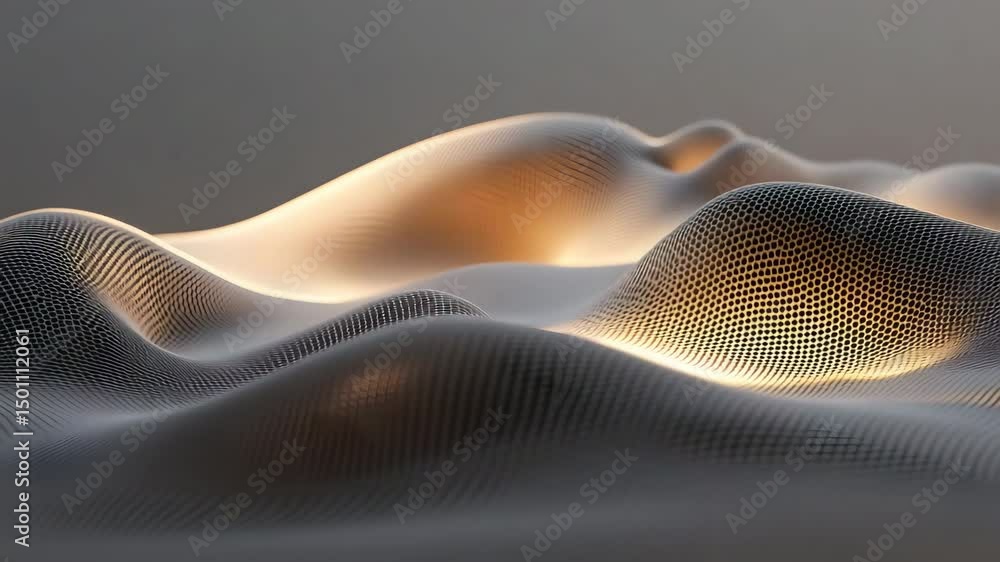 Poster intricate wave pattern creating a mesmerizing visual rhythm against a soft blue background horizon