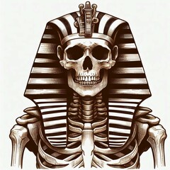 Pharaoh Skeleton with Nemes Headdress Death in Ancient Egypt suitable for marketing material