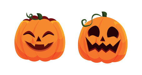 Vector Flat halloween pumpkins collection