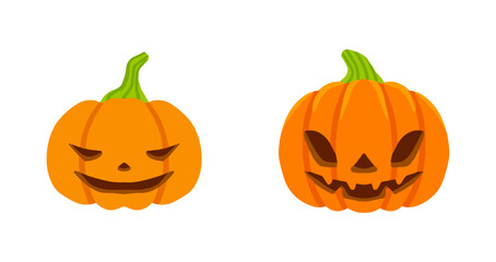Vector Flat halloween pumpkins collection