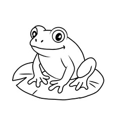 Cute Frog Smile Cartoon Coloring Page For Kids