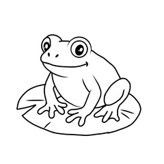 Cute Frog Smile Cartoon Coloring Page For Kids