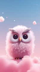 Obraz premium Cute owl dreamy wallpaper cartoon animal bird.