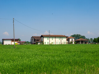 Landscape along the Muzza canal, Milan province, Italy, at springtime
