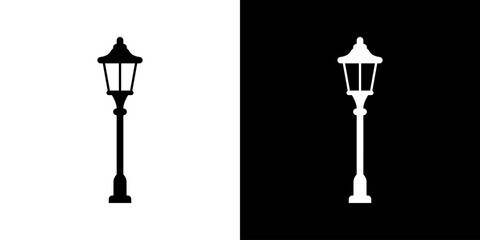 Street lamps icon. Devices for illumination of entryway, porch, walkway, path, garden, yard, park. Vector flat icon set.