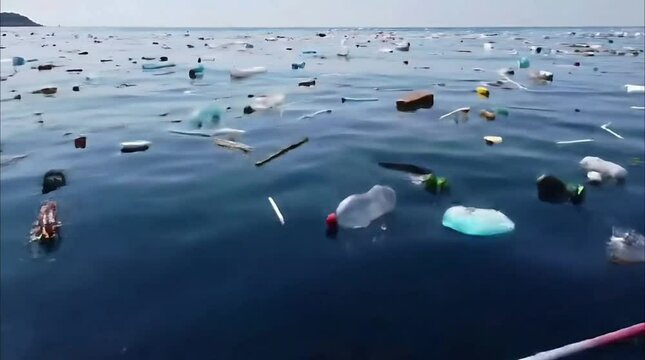 Ocean Surface: Covered with Single-Use Plastic & Human Impact