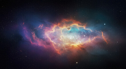 Fototapeta premium Cosmic Nebula Colorful Starfield Celestial Space Background Astronomy