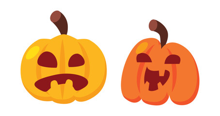 Vector Flat halloween pumpkins collection