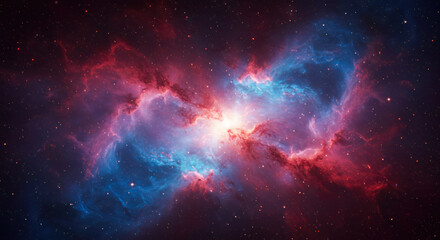 Cosmic Nebula Red Blue Glowing Stars Space Background Universe
