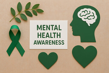 mental health awareness flat lay concept