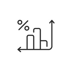 This linestyle icon features a detailed growth chart showcasing bars alongside a percentage symbol, making it ideal for use in finance, analytics, and various business presentations and discussions