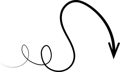 Arrows icons hand drawn set, swirl, curve, wave