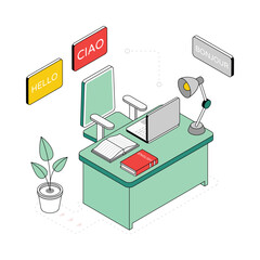 Wood Cutter Isometric Style Illustration. EPS 10 File