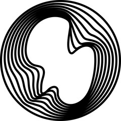 Circles round shape with liquid line. Concept technology