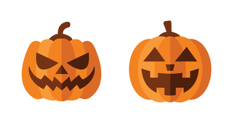 Vector Flat halloween pumpkins collection