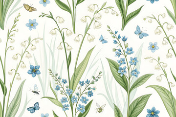 Fototapeta premium Pattern of purple small flowers