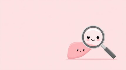 liver function testing, liver health recovery and strengthening, image of magnifying glass and liver with usable copy space