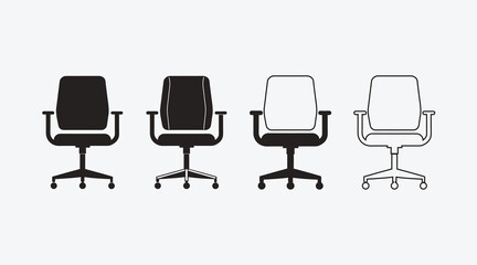 Obraz premium Vector Office Chair Icons Set, Modern Task Chair 