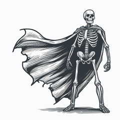 Obraz premium Caped Skeleton Hero Graphic Art Suitable for Marketing Material