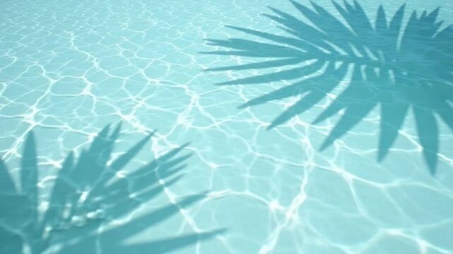 Reflet de palmiers sur l'eau de la piscine