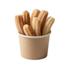 Churros in a cup isolated on transparent PNG background