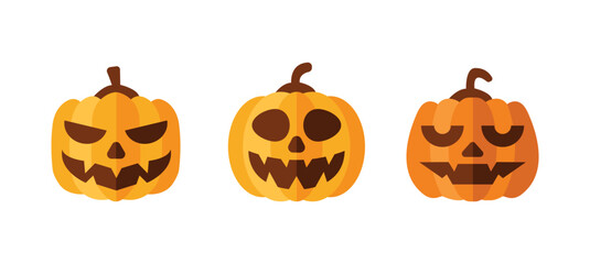 Vector Flat halloween pumpkins collection