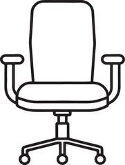 office chair line art, black outline, vector and illustration, coloring book page line art drawing