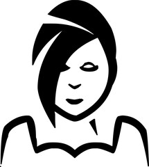 Minimalist Stylized Woman Face and Torso Vector. 