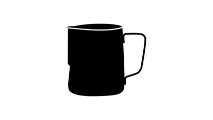 Milk Frother Cup with handle, black isolated silhouette
