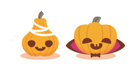 Vector Flat halloween pumpkins collection