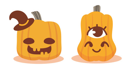 Vector Flat halloween pumpkins collection