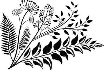 Nature and Botanical Theme Silhouettes Design. Botanical and Nature Silhouettes for Creative Projects. Elegant Nature and Botanical Silhouette Illustrations. Nature Inspired Botanical Silhouette Art