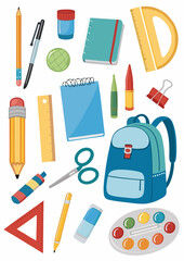 Hand-Drawn School Supplies Vector Set – Doodle Style Educational Elements Collection