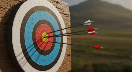 Archery target with arrows