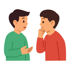 Two Boys Talking – Children Having a Conversation Illustration