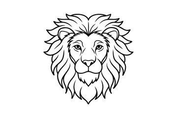 Line art illustration of a lion face with mane.eps