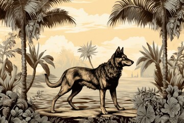 Toile wallpaper a single German shepherd outdoors mammal animal.