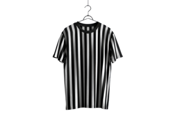 Striped shirt on hanger isolated on transparent PNG background