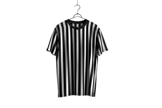Striped shirt on hanger isolated on transparent PNG background