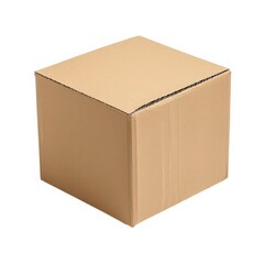 Square cardboard box mockup isolated on white background
