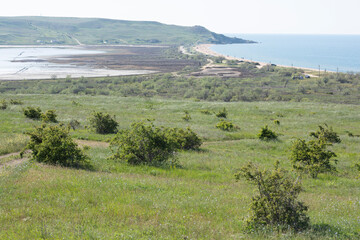 The coast of the Sea of Azov in Crimea, Lake Chokrak